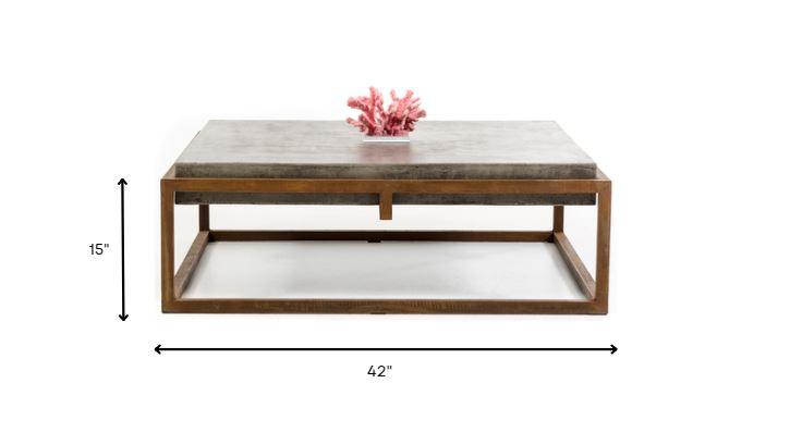 15" Concrete and Metal Coffee Table - AFS