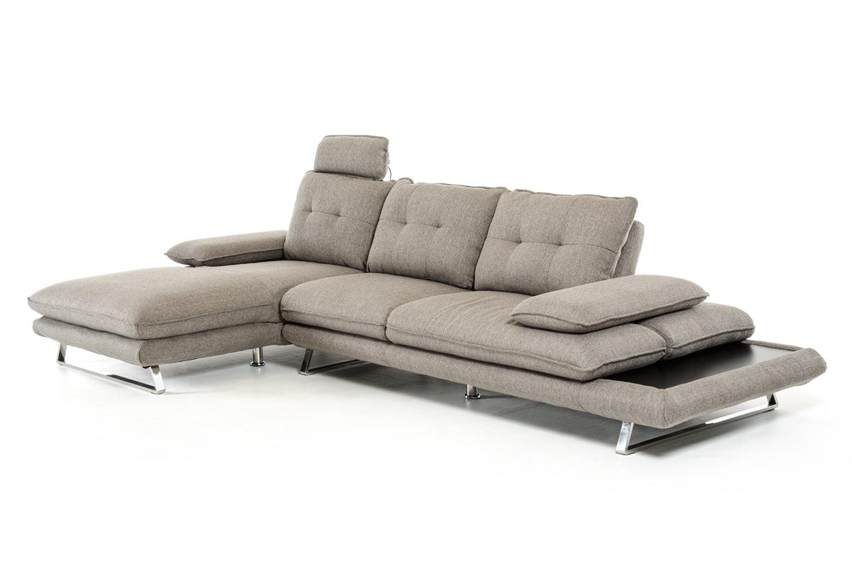 34" Grey Foam Steel Wood and Veneer Sectional Sofa - AFS