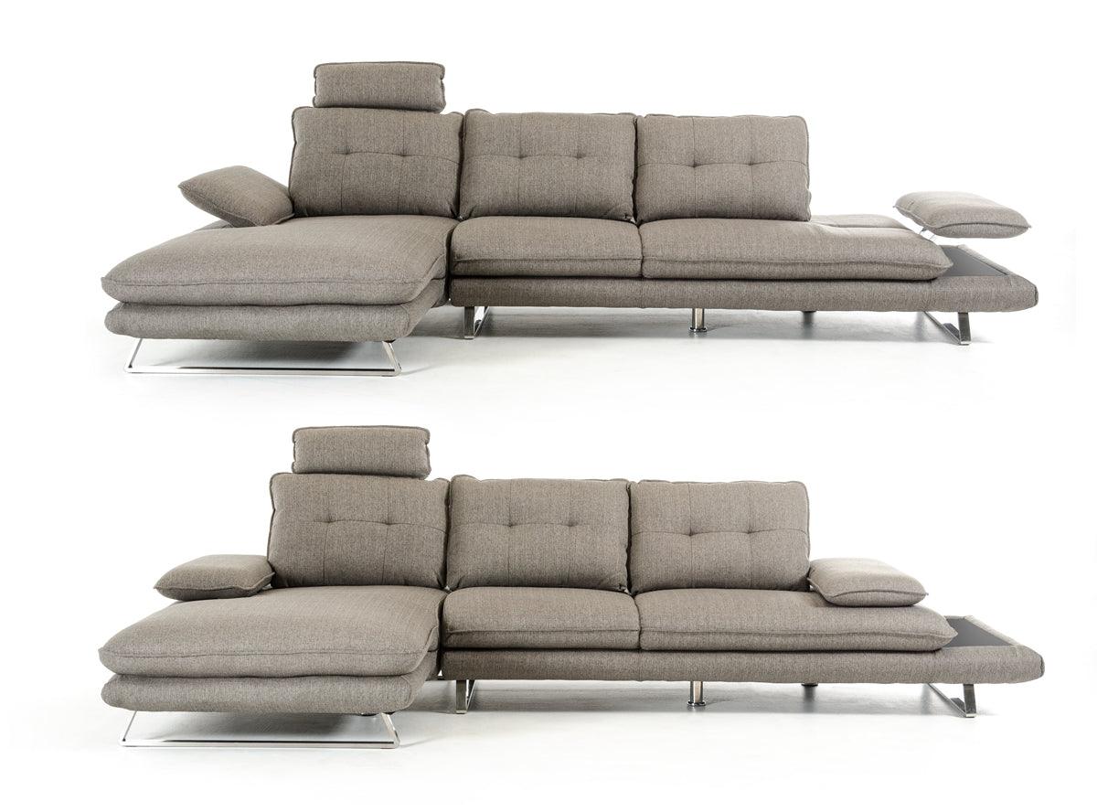 34" Grey Foam Steel Wood and Veneer Sectional Sofa - AFS