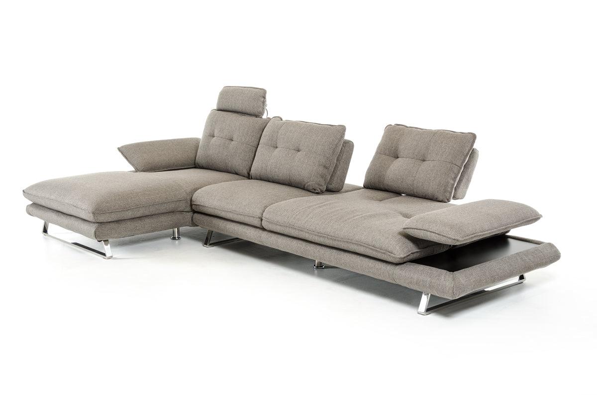 34" Grey Foam Steel Wood and Veneer Sectional Sofa - AFS