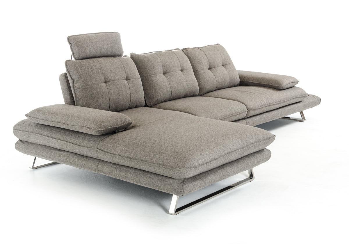 34" Grey Foam Steel Wood and Veneer Sectional Sofa - AFS