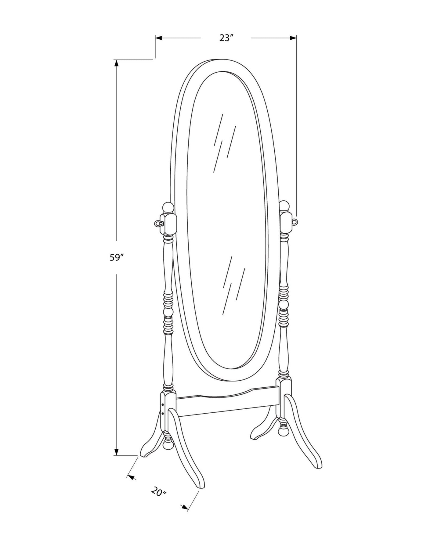 20" x 23" 59" Walnut Oval Wood Frame Mirror - AFS