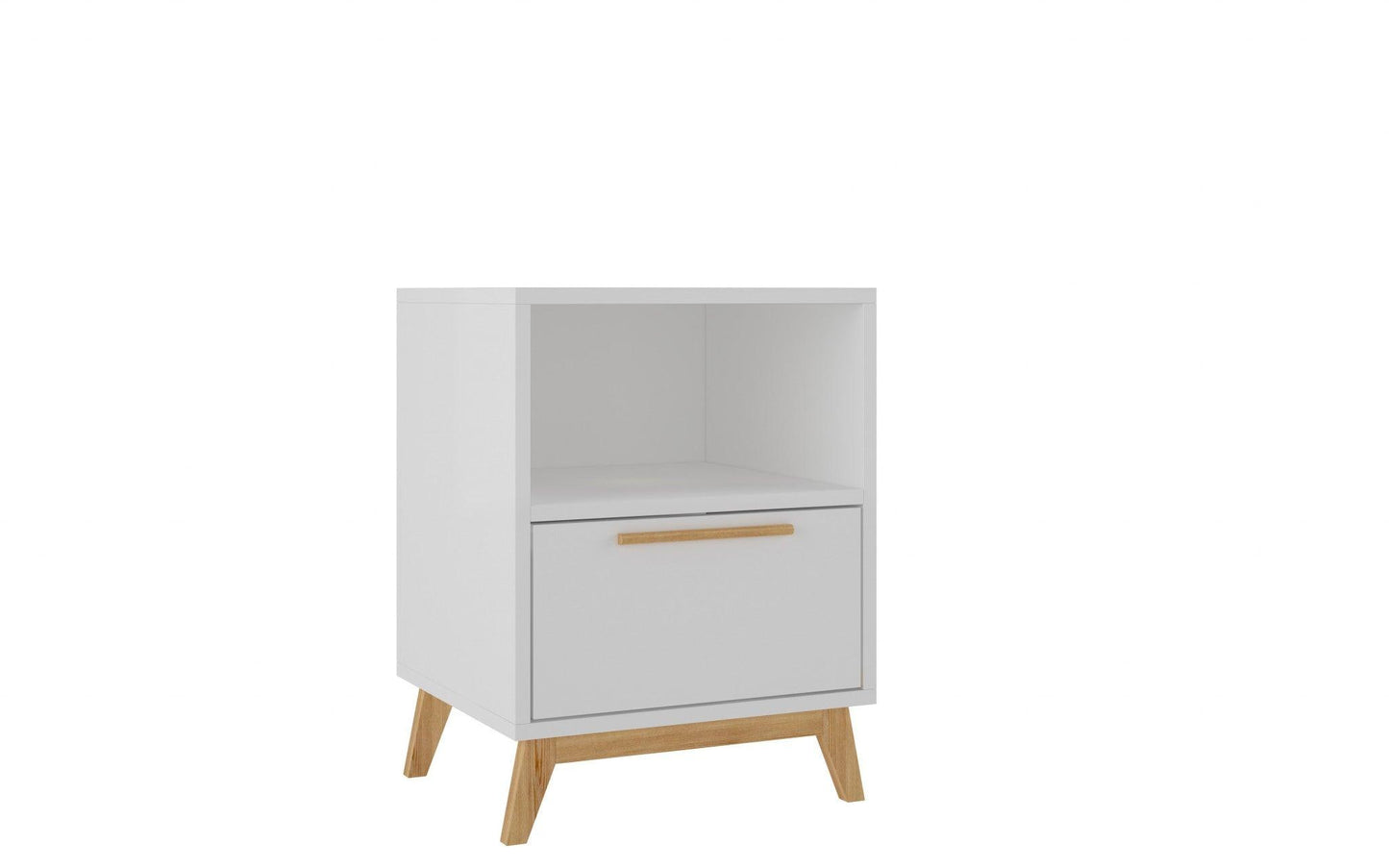 Modern White and Natural Flair Night Stand - AFS