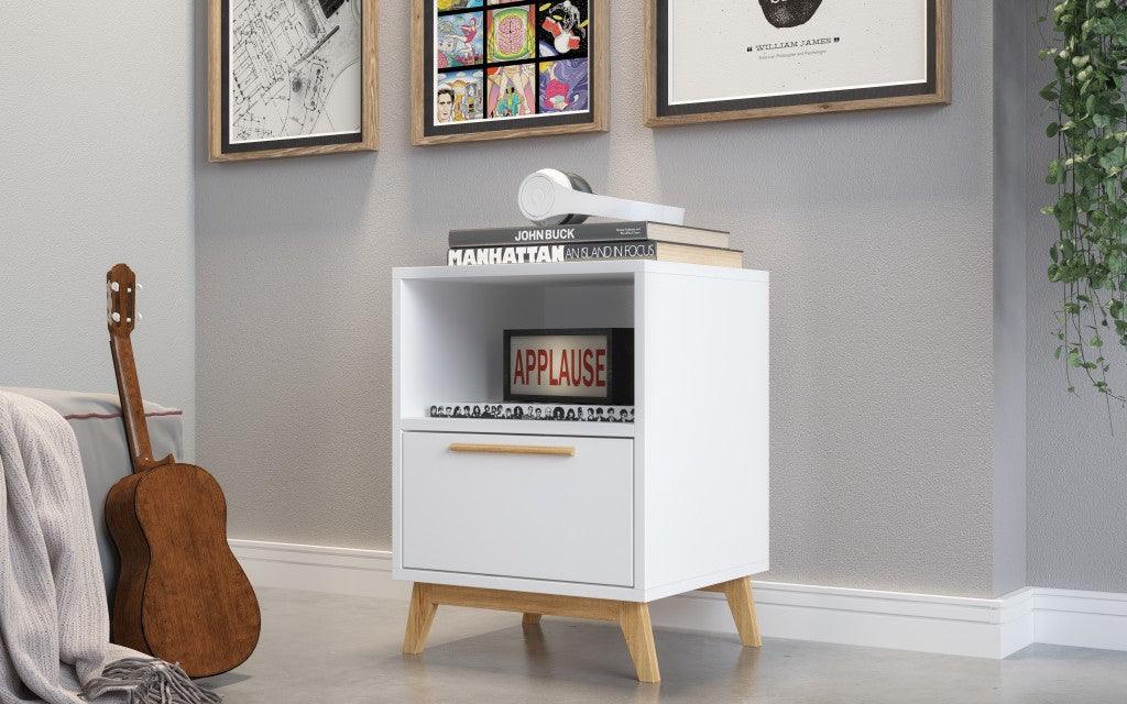 Modern White and Natural Flair Night Stand - AFS