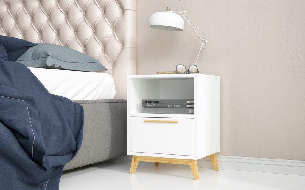 Modern White and Natural Flair Night Stand - AFS