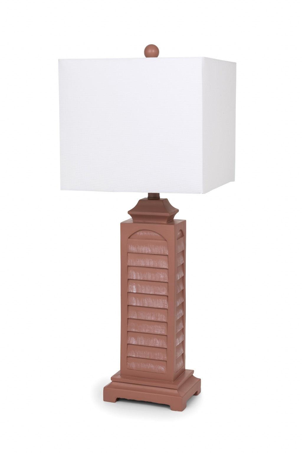 Set of 2 Blush Red Slatted Table Lamps with Square Shade - AFS