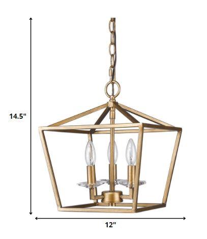 Kennedy 3-Light Antique Gold Pendant With Crystal Bobeches - AFS