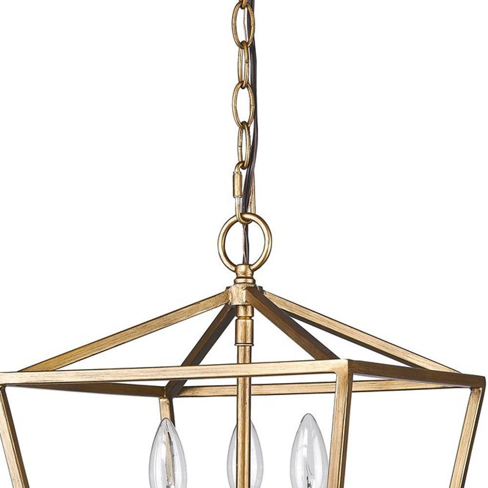 Kennedy 3-Light Antique Gold Pendant With Crystal Bobeches - AFS