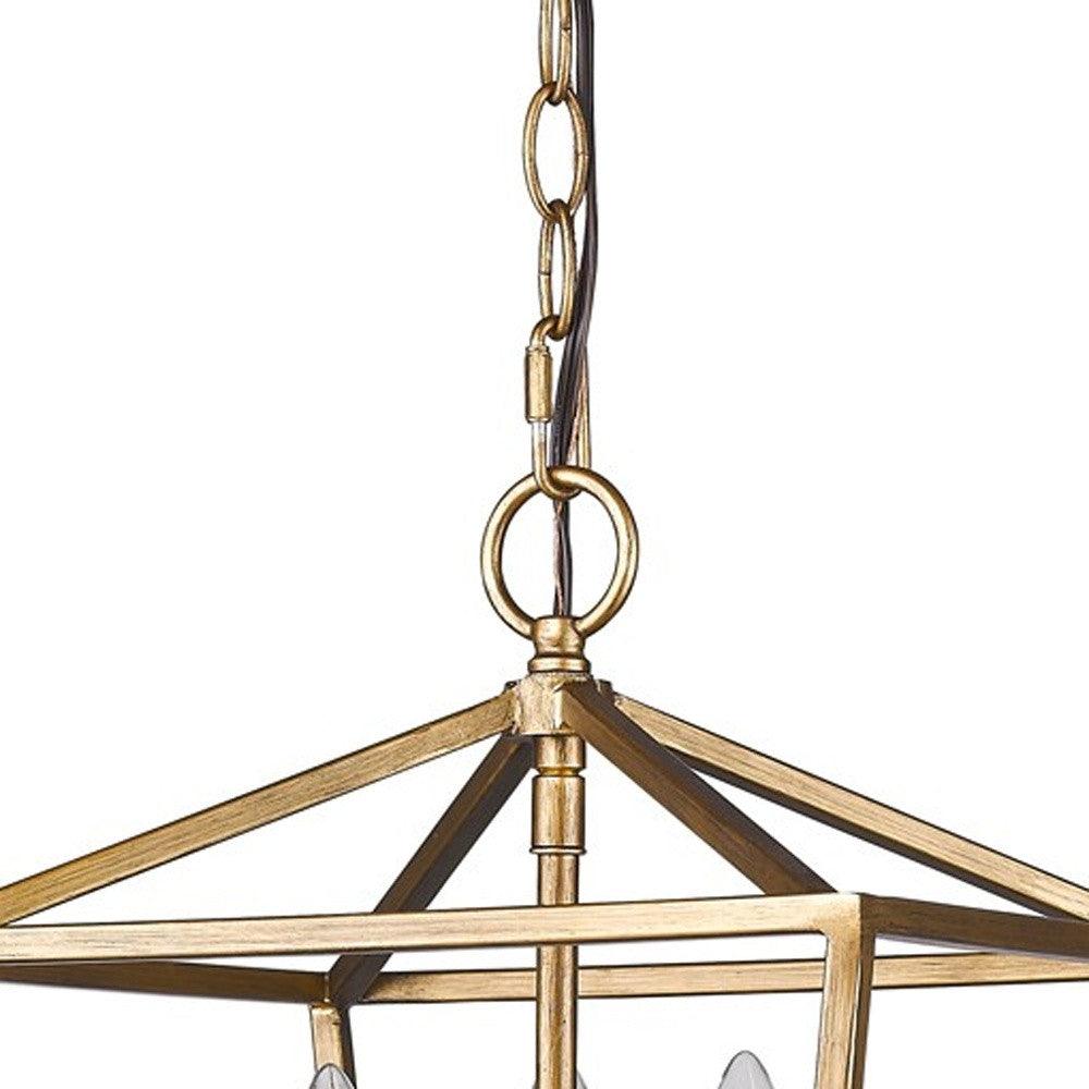 Kennedy 3-Light Antique Gold Pendant With Crystal Bobeches - AFS