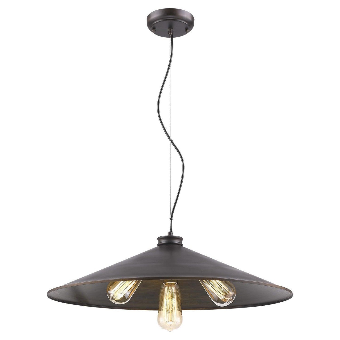 Alcove 4-Light Oil-Rubbed Bronze Pendant With Raw Brass Interior Shade - AFS