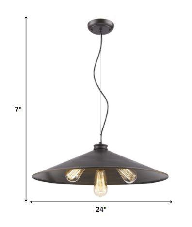 Alcove 4-Light Oil-Rubbed Bronze Pendant With Raw Brass Interior Shade - AFS