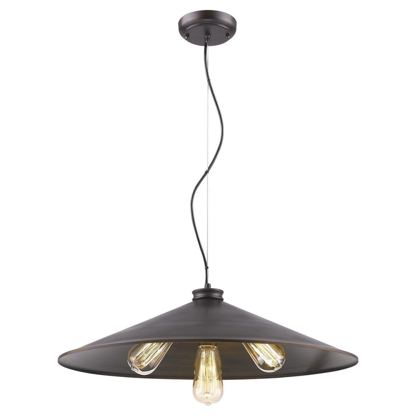 Alcove 4-Light Oil-Rubbed Bronze Pendant With Raw Brass Interior Shade - AFS