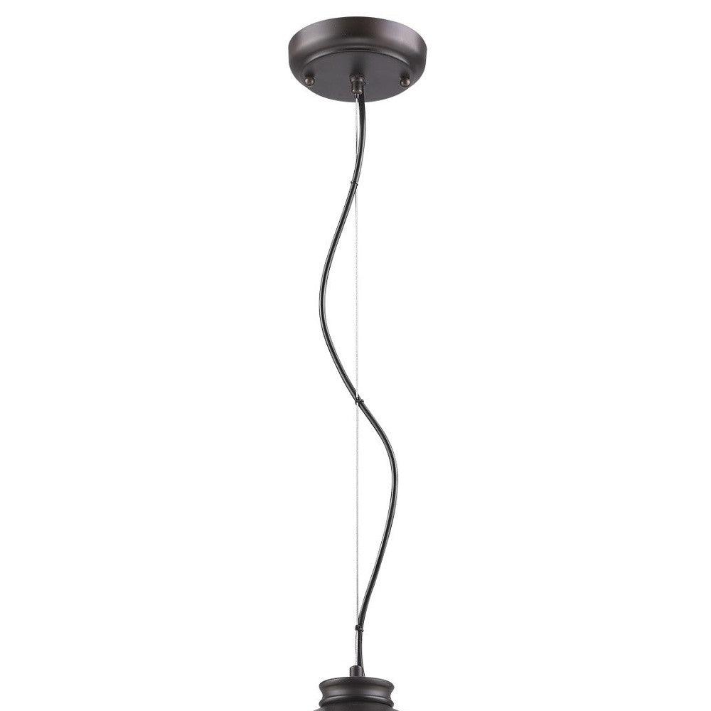 Alcove 4-Light Oil-Rubbed Bronze Pendant With Raw Brass Interior Shade - AFS