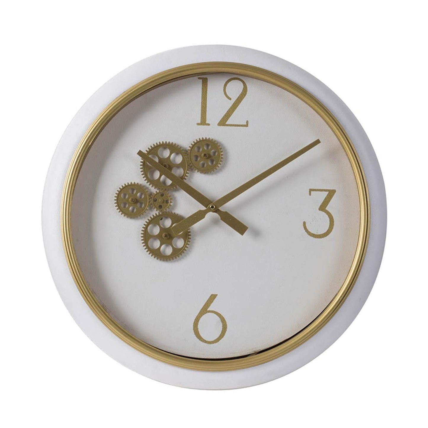White and Gold Gears Minimal Wall Clock - AFS