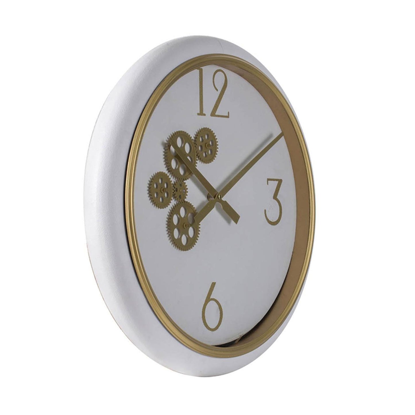 White and Gold Gears Minimal Wall Clock - AFS