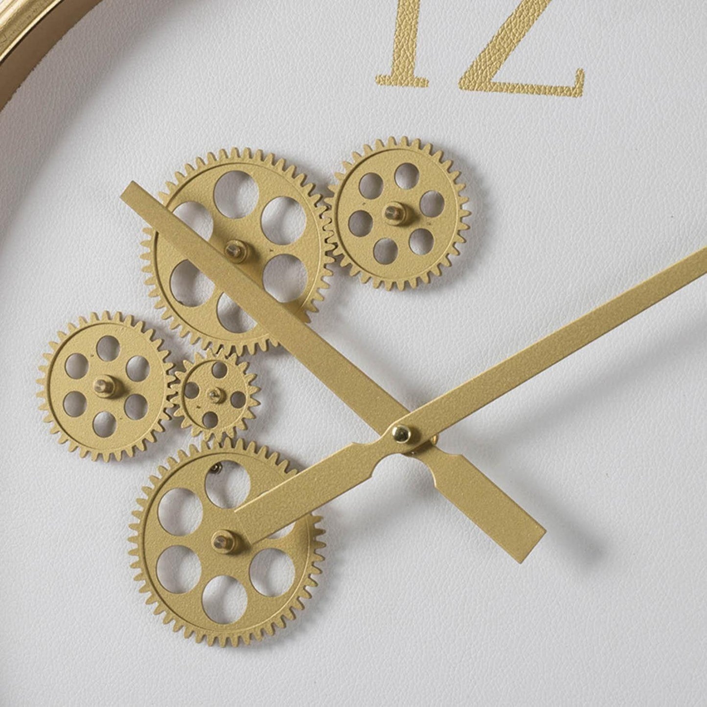 White and Gold Gears Minimal Wall Clock - AFS