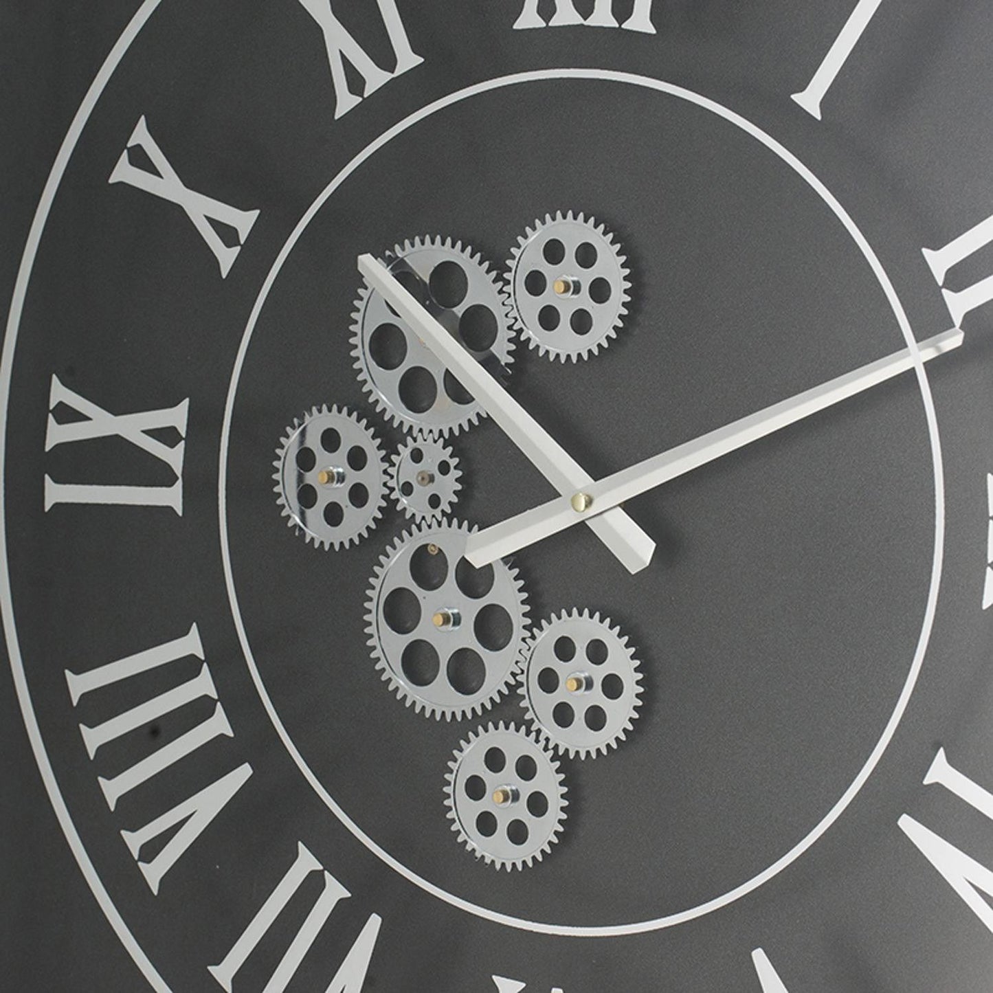 Vintage Style Gears Black and Silver Square Wall Clock - AFS