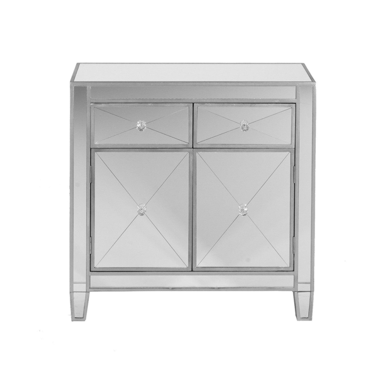 Glamorous Mirrored Bling Two Door Storage Accent Cabinet - AFS