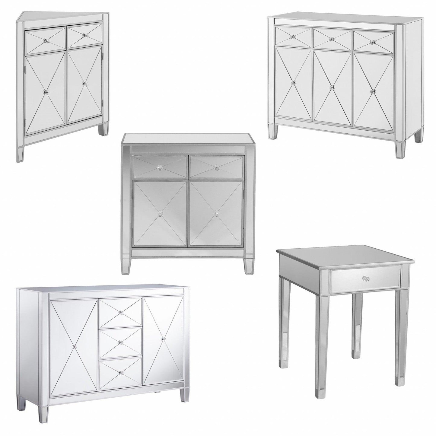 Glamorous Mirrored Bling Two Door Storage Accent Cabinet - AFS