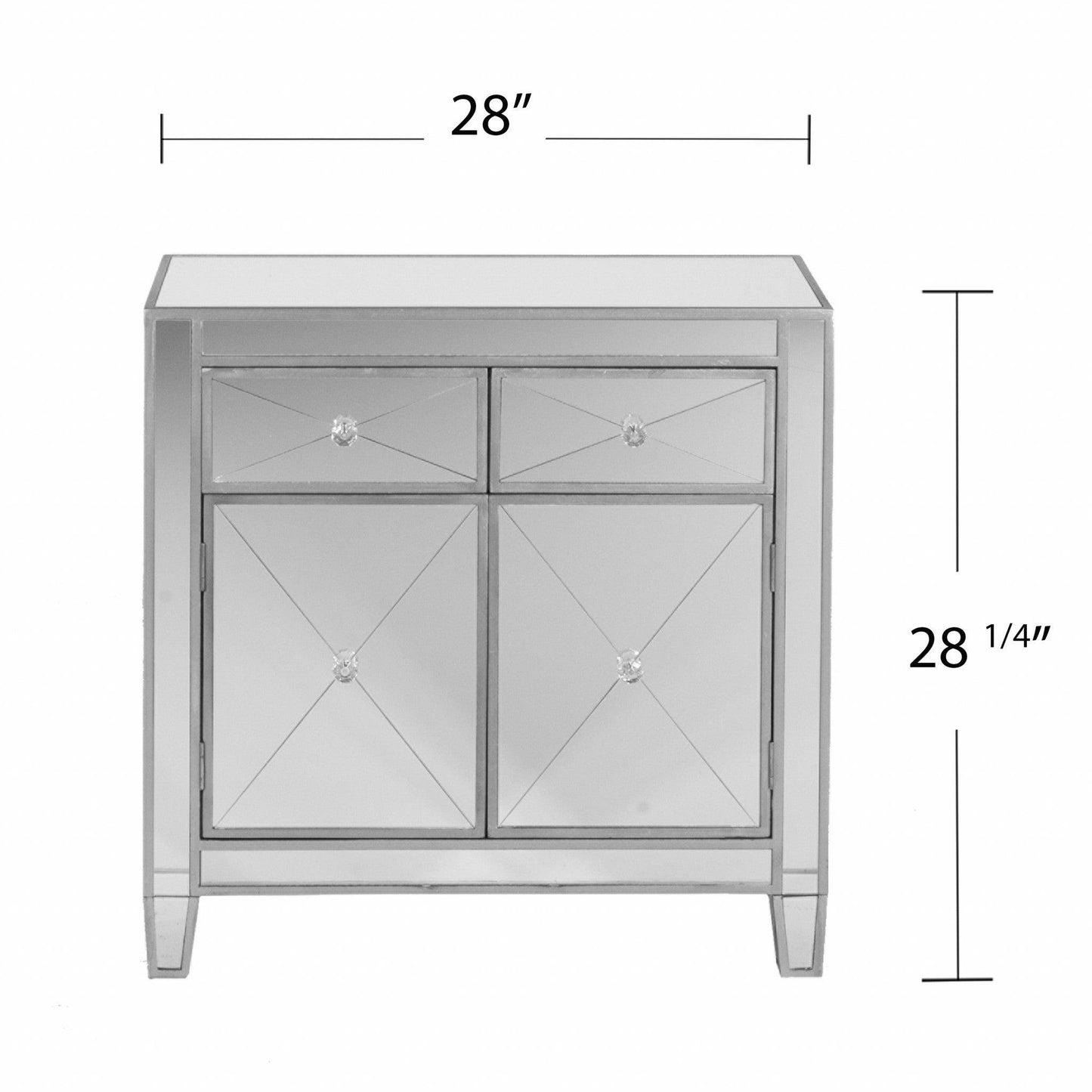 Glamorous Mirrored Bling Two Door Storage Accent Cabinet - AFS