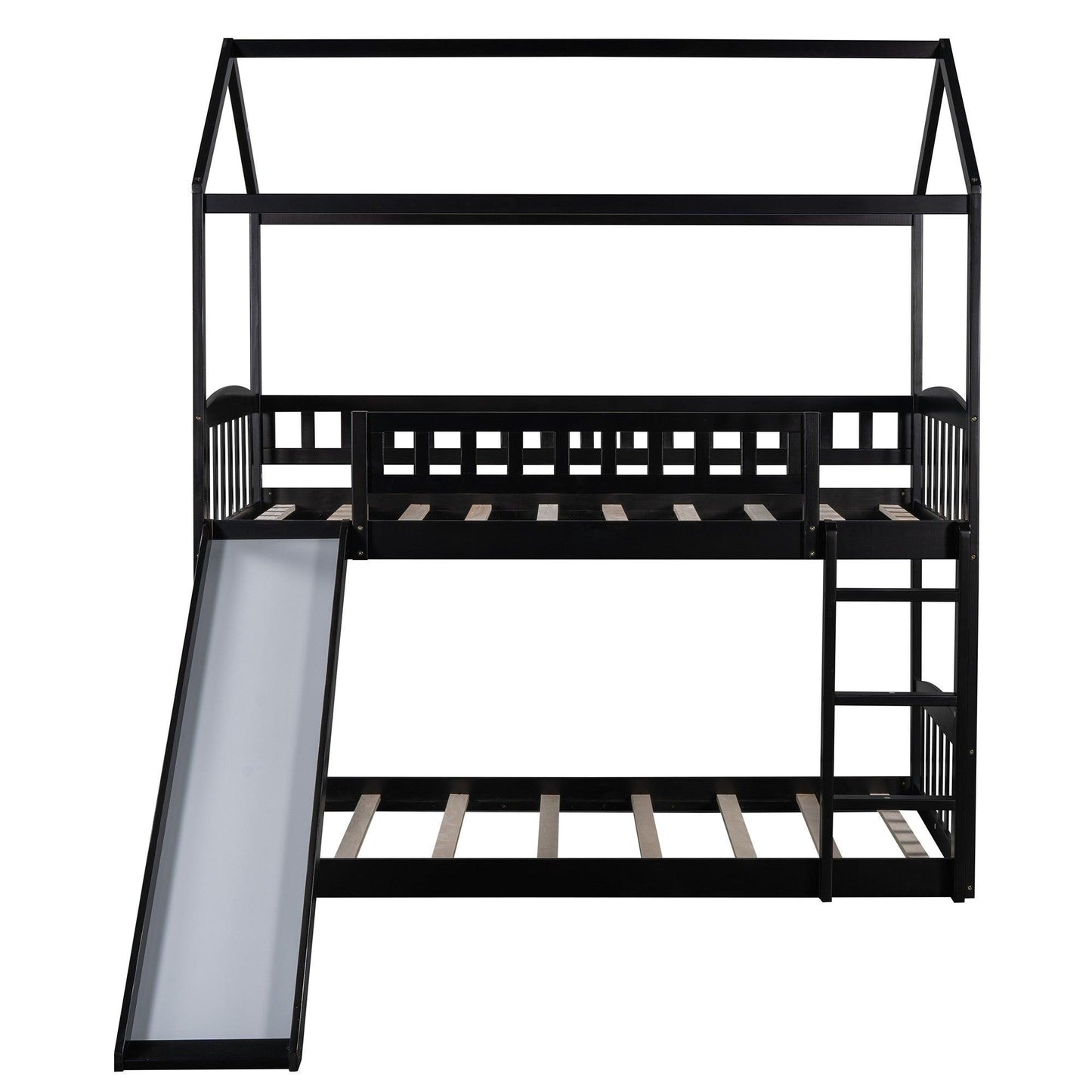 Espresso Playhouse Frame Full Over Full Bunk Bed with Slide - AFS
