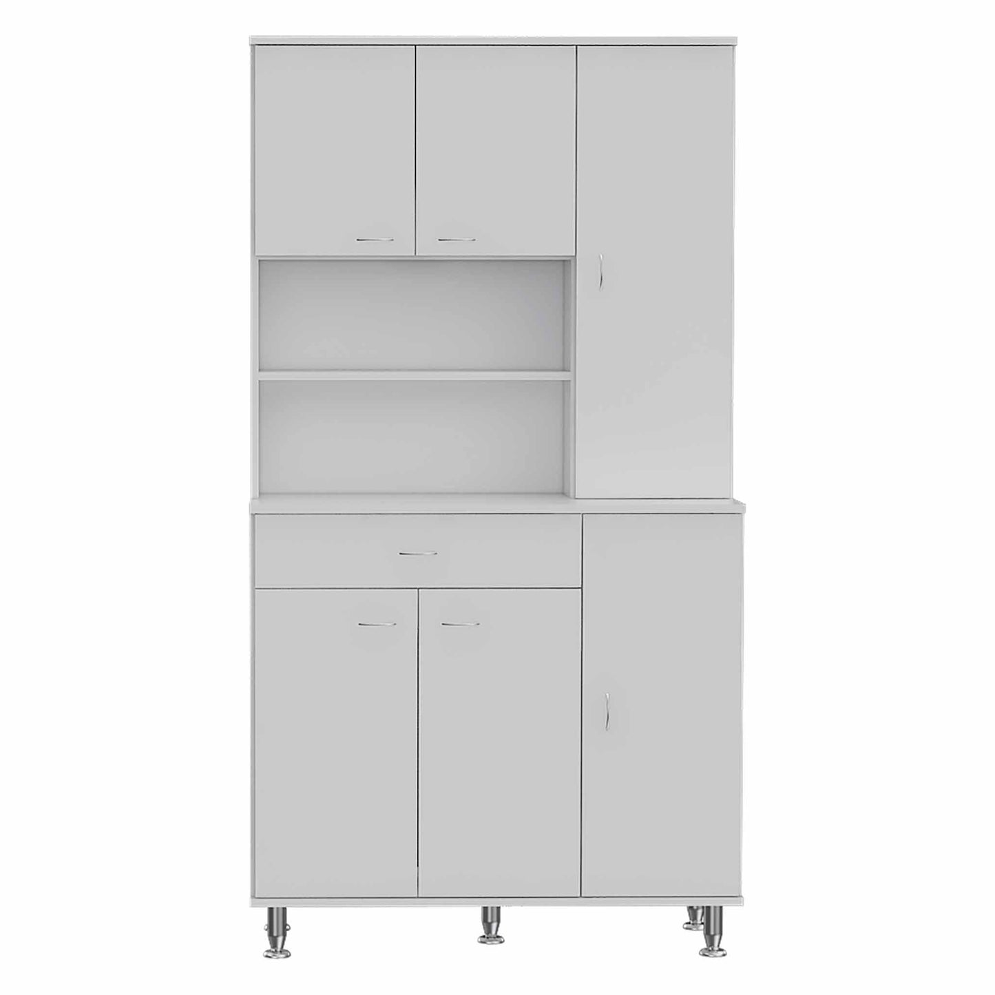 White Pantry Cabinet with Multiple Storage Shelves - AFS