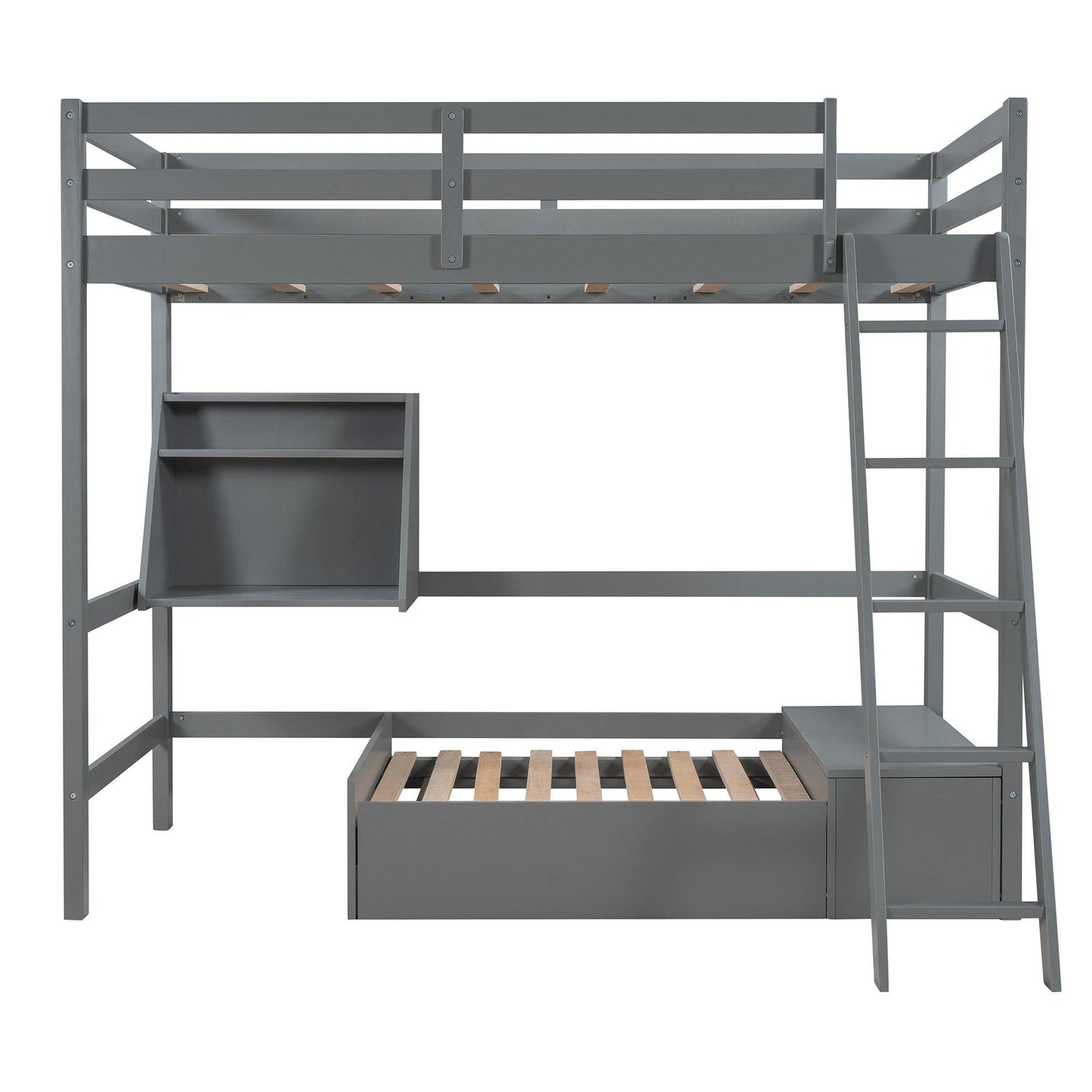 Gray Convertible Twin over Twin Bunk Bed with Storage - AFS