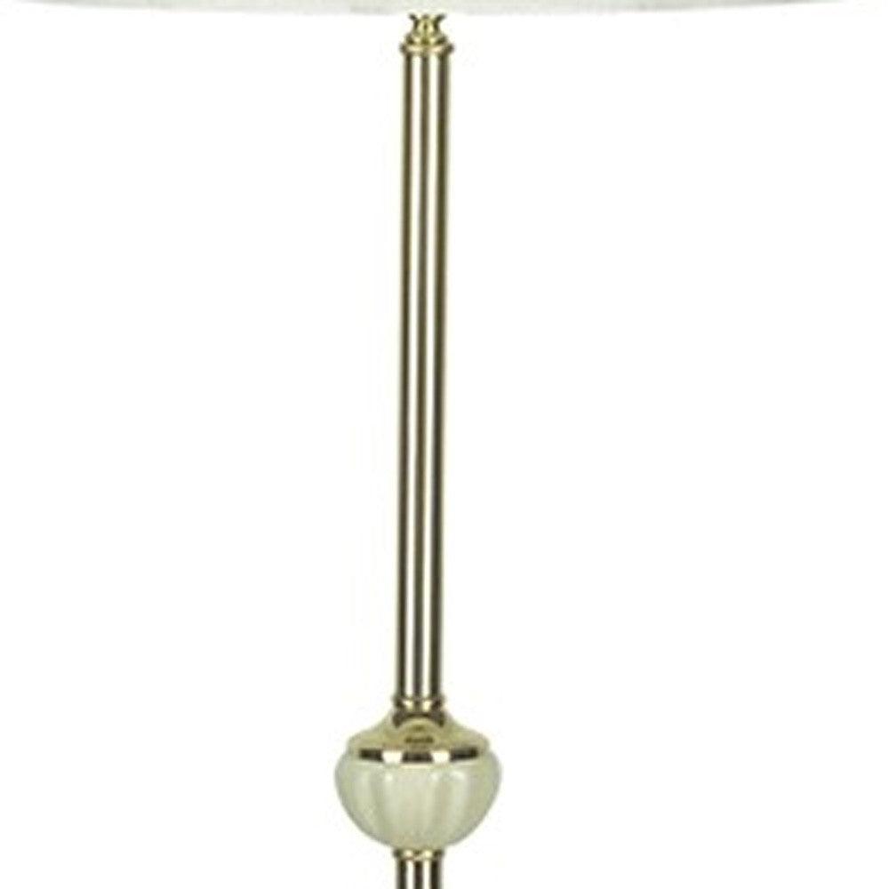 Gold and White Floor Lamp with Ceramic Accent - AFS