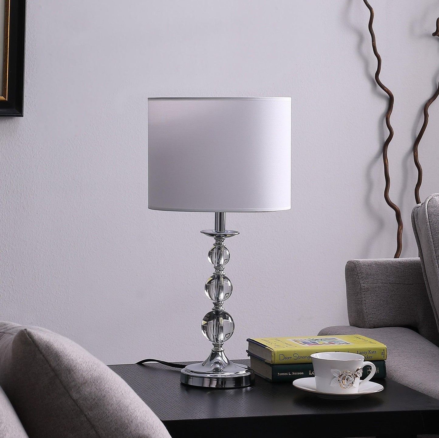 20? Modern Crystal Orbs And Metal Table Lamp - AFS