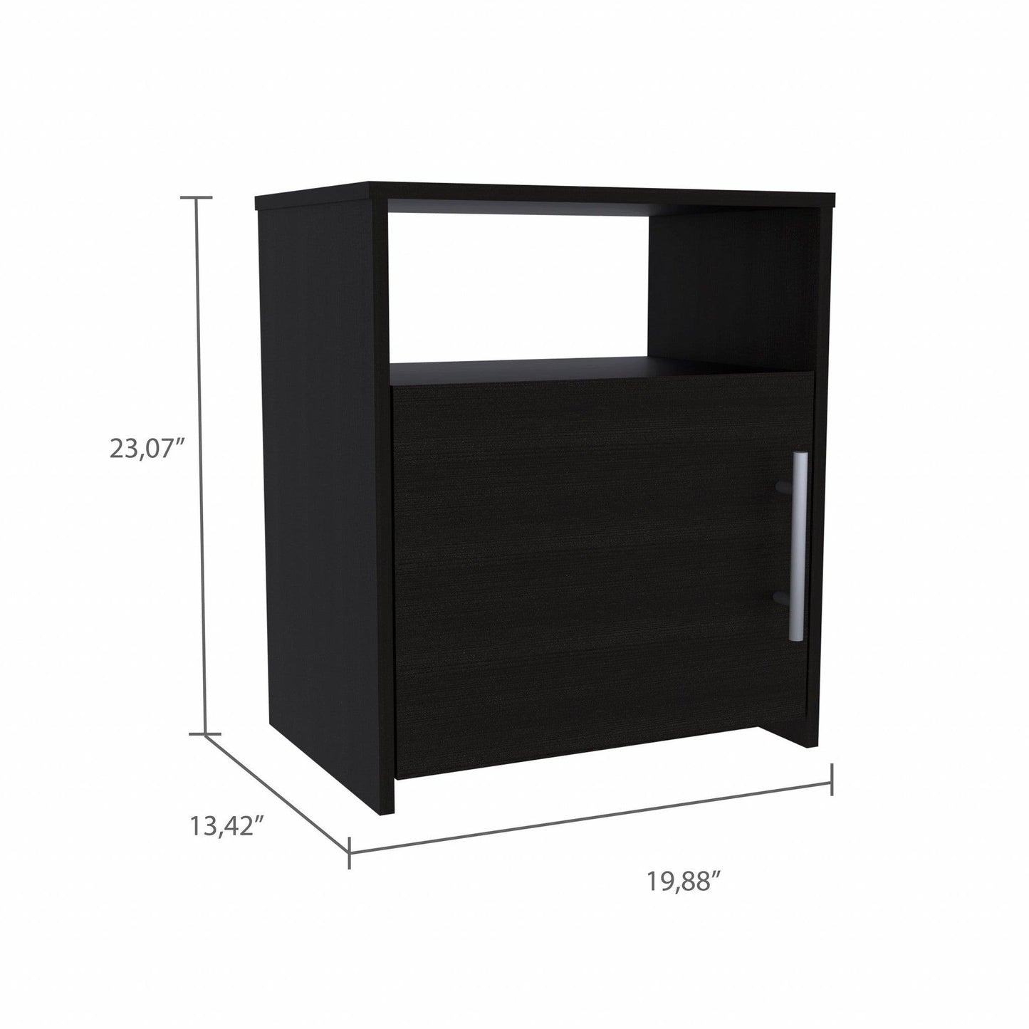 Light Gray Nightstand with One Door Panel Cabinet - AFS