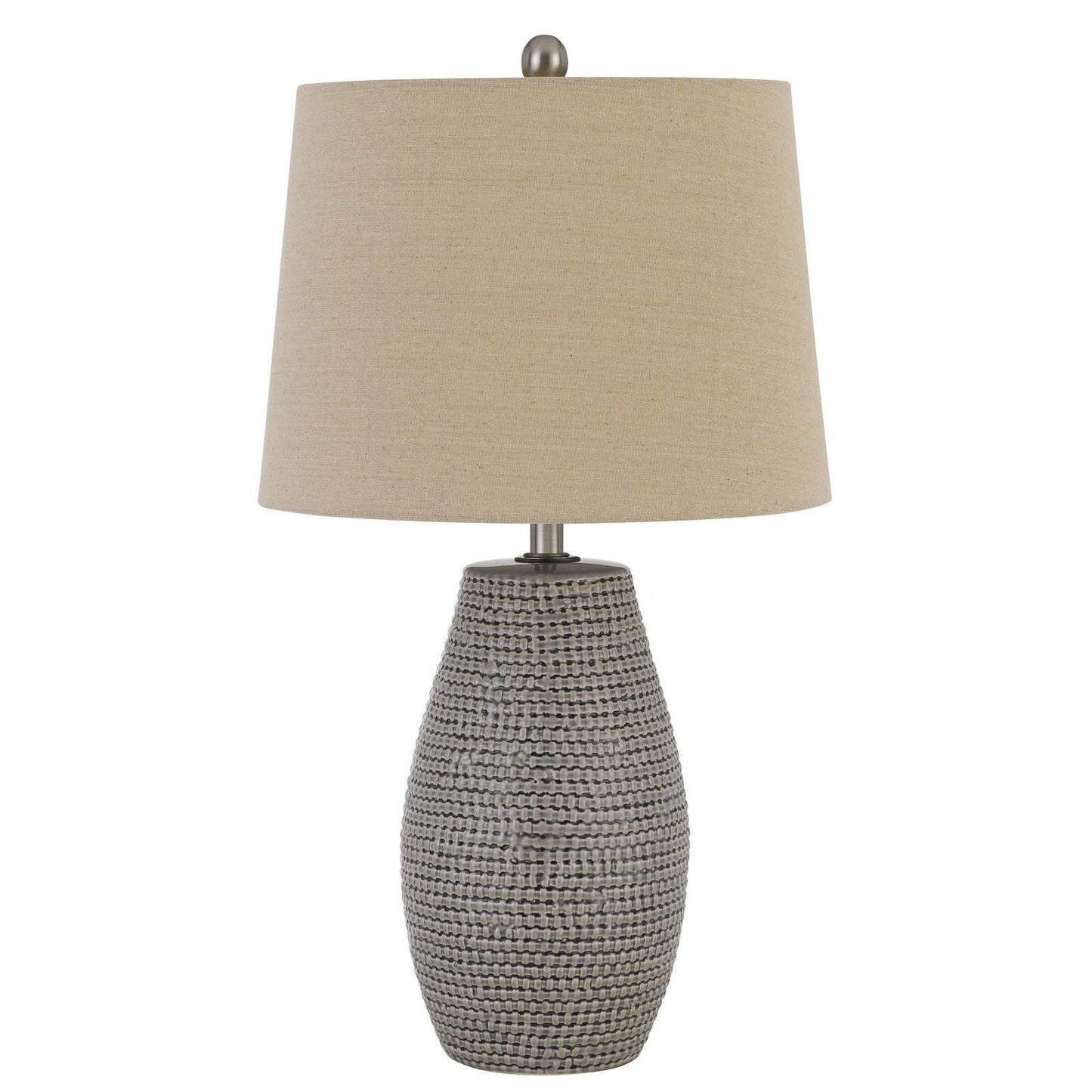 Set of Two 25" Taupe Weave Glazed Ceramic Table Lamps - AFS