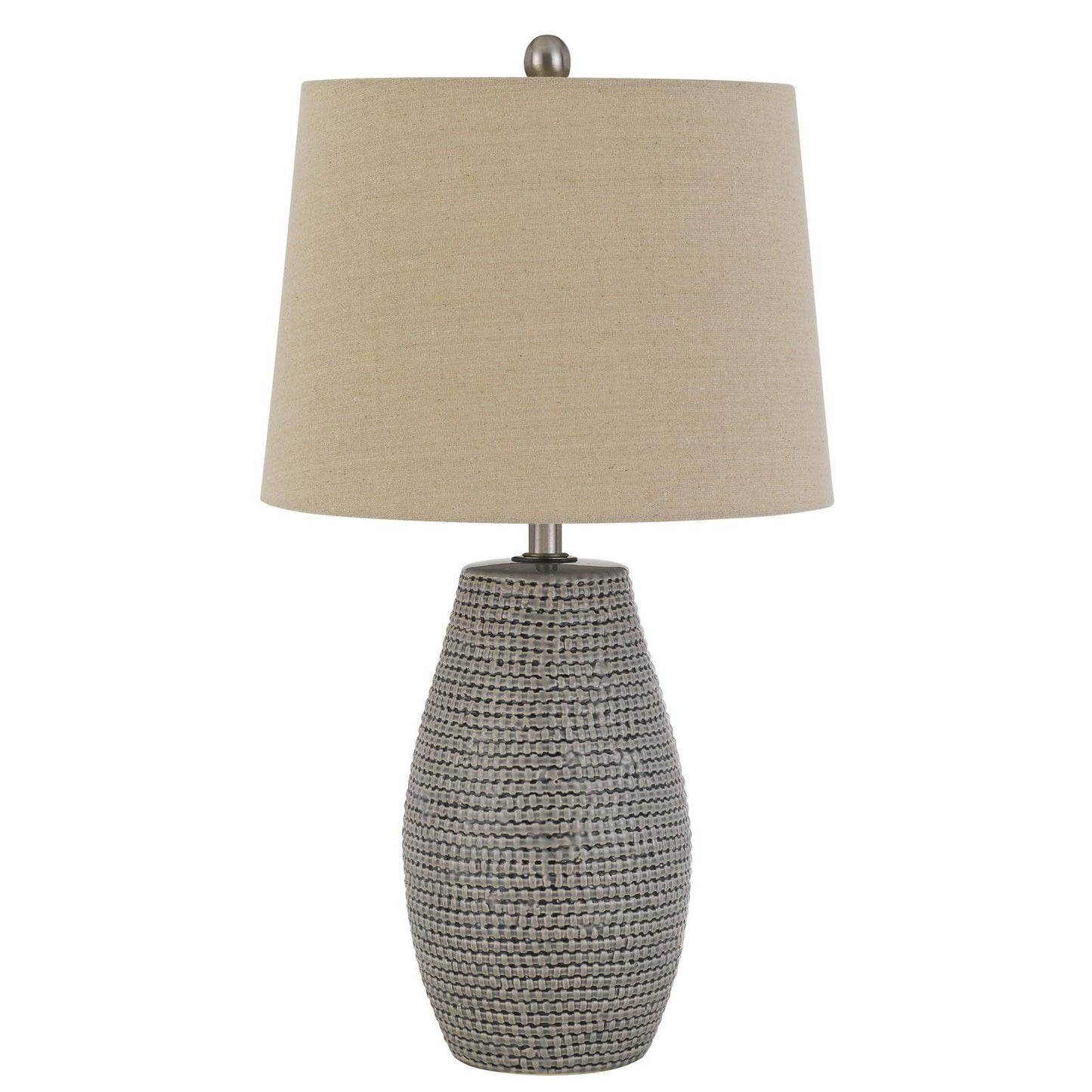 Set of Two 25" Taupe Weave Glazed Ceramic Table Lamps - AFS