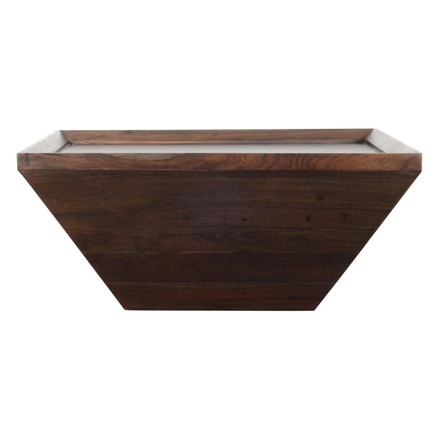 36 Inch Square Shape Acacia Wood Coffee Table with Trapezoid Base, Brown - AFS