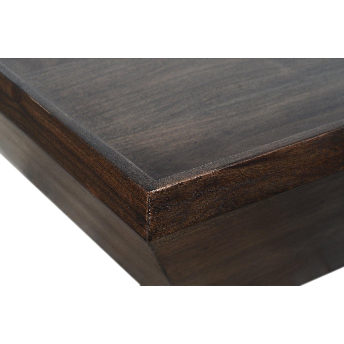 36 Inch Square Shape Acacia Wood Coffee Table with Trapezoid Base, Brown - AFS
