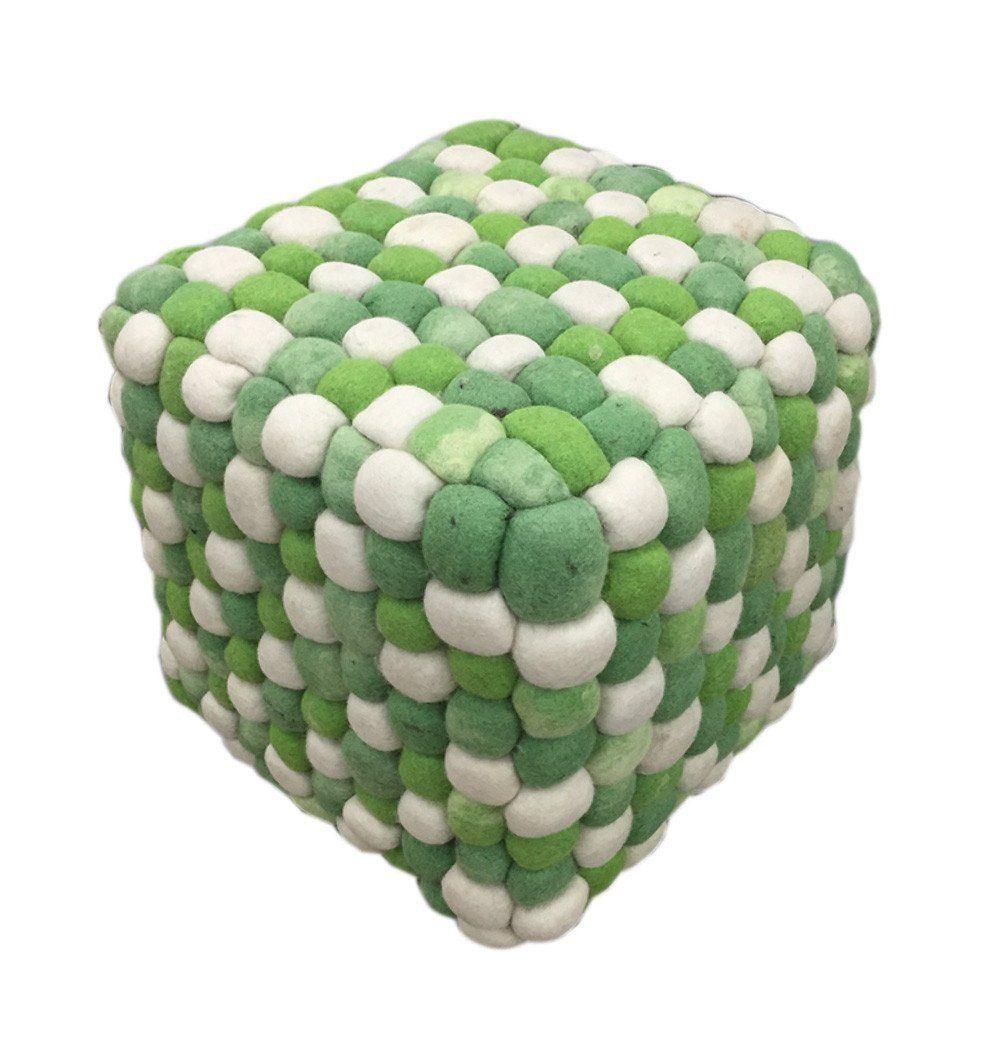Handmade Woolen Pebble Pouf | Green