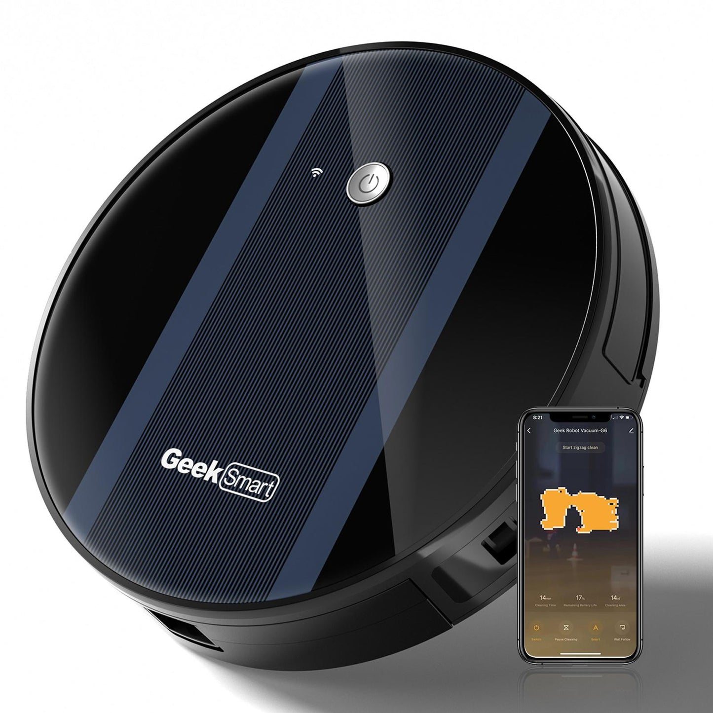 Geek Smart Robot Vacuum Cleaner G6 Plus,1800Pa Strong Suction, Automatic Self-Charging, App Control