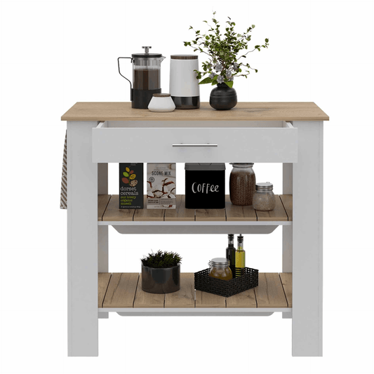 Cala Kitchen Island 40, Two Shelves, One Drawer, Four Legs - AFS