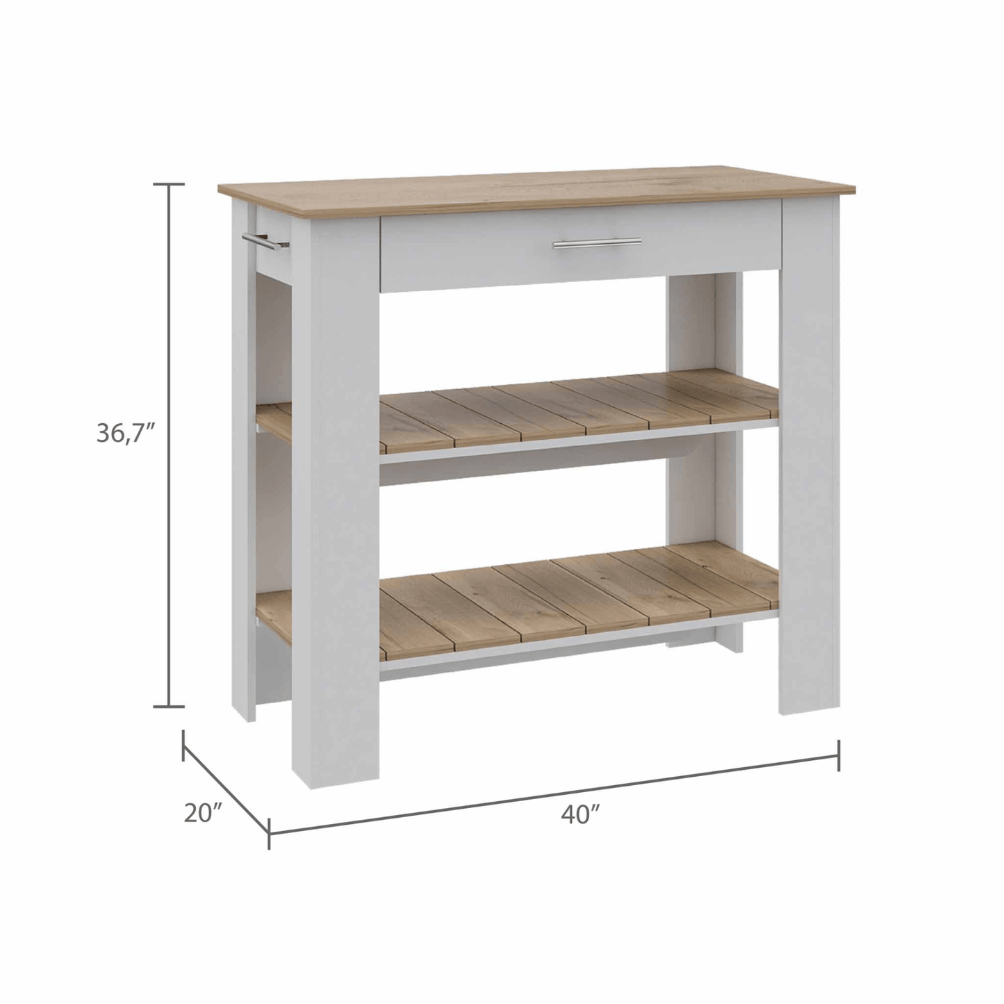 Cala Kitchen Island 40, Two Shelves, One Drawer, Four Legs - AFS