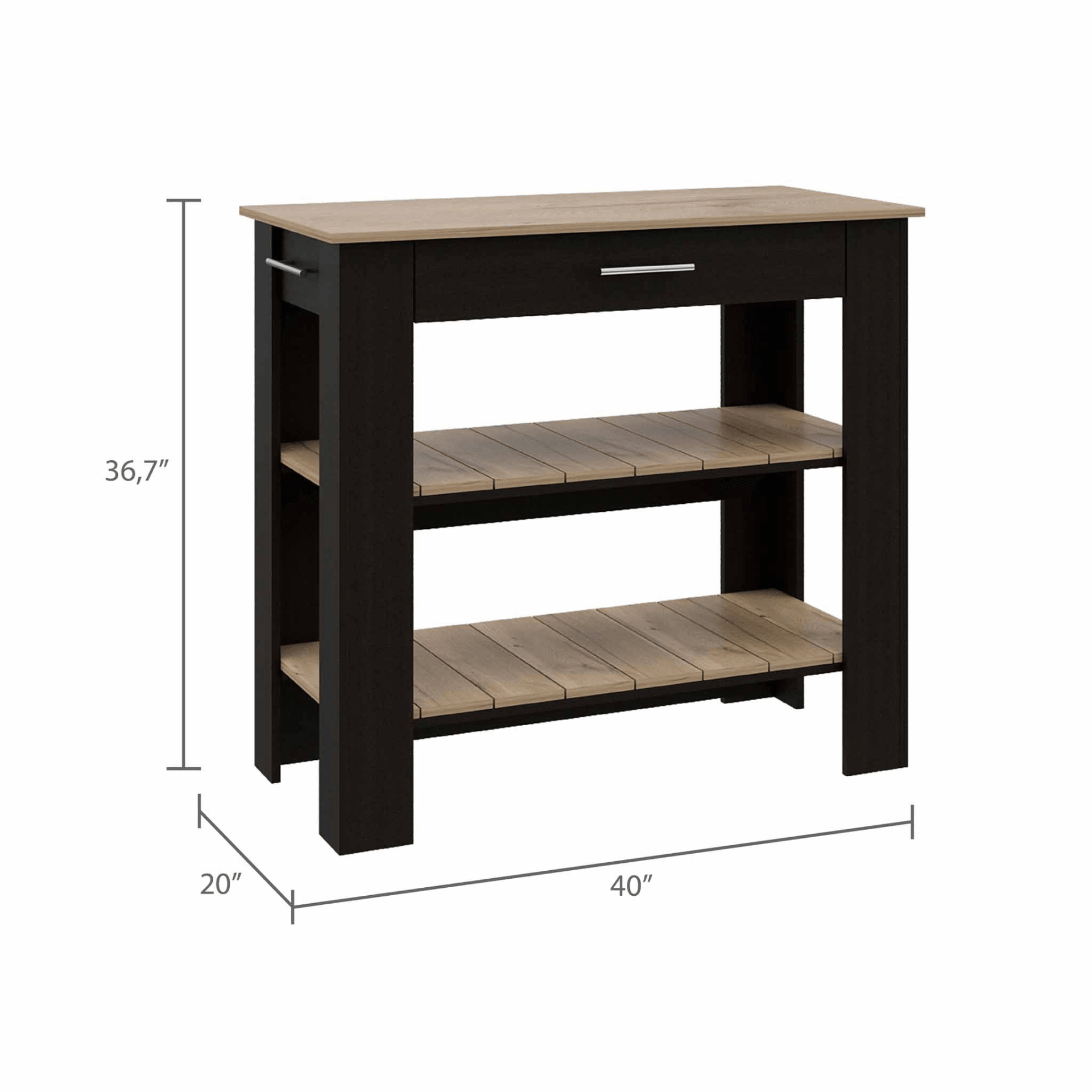 Cala Kitchen Island 40, Two Shelves, One Drawer, Four Legs - AFS