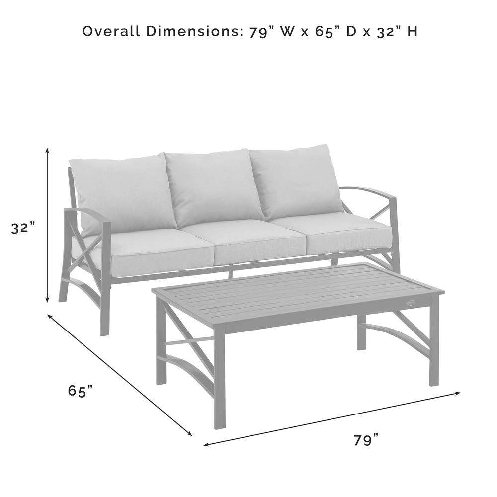 Kaplan 2Pc Outdoor Sofa Set Navy/White - Sofa & Coffee Table - AFS