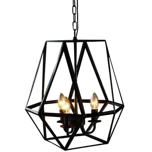 Lee 3-light Antique Bronze Geometric Edison Chandelier with Bulbs - AFS