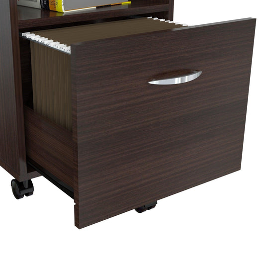 Espresso Finish Wood Large Drawer Filing Cabinet - AFS