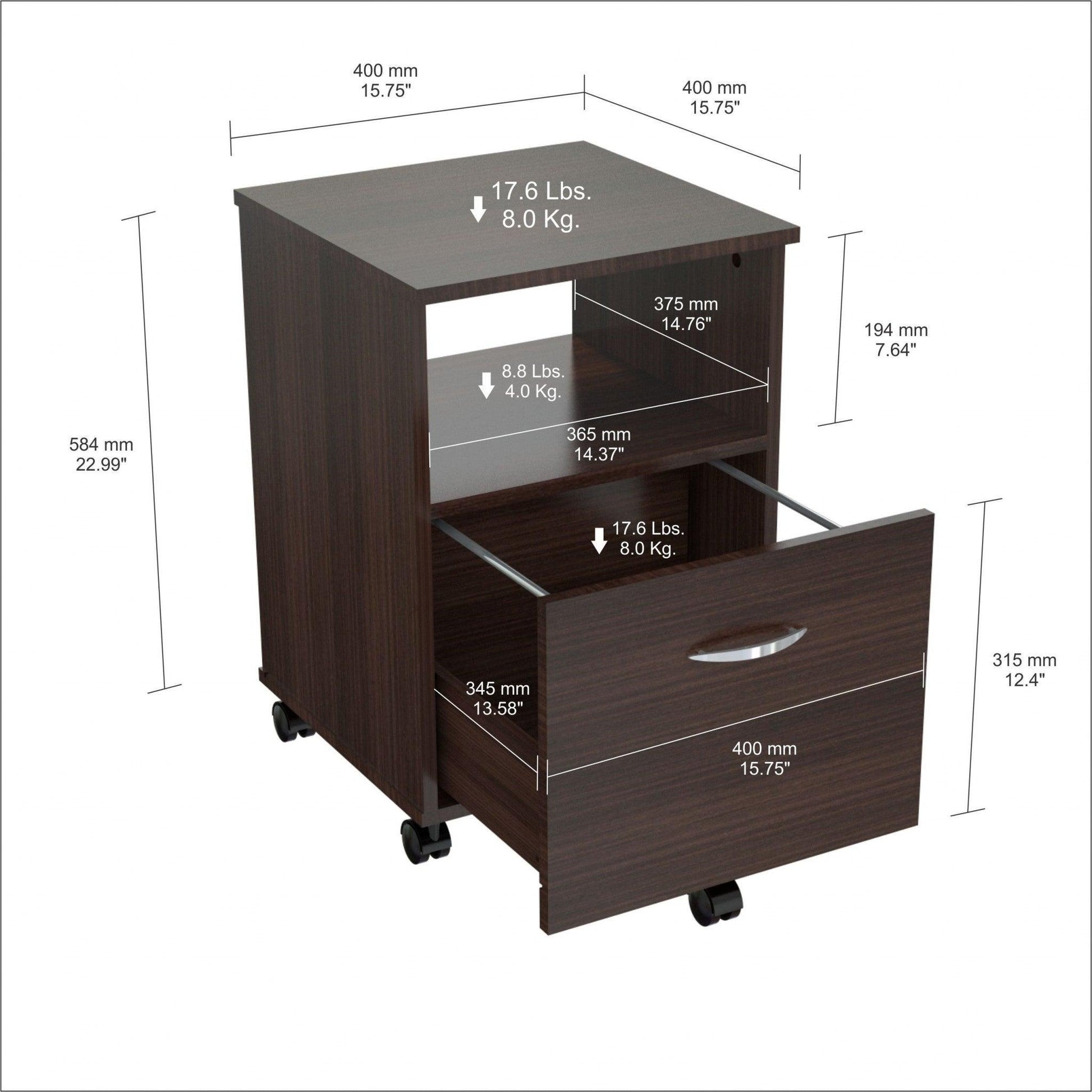 Espresso Finish Wood Large Drawer Filing Cabinet - AFS