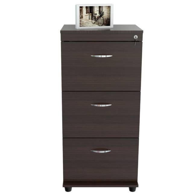 Espresso Wood Three Drawer filing Cabinet - AFS