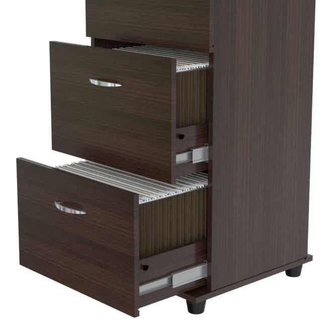 Espresso Wood Three Drawer filing Cabinet - AFS