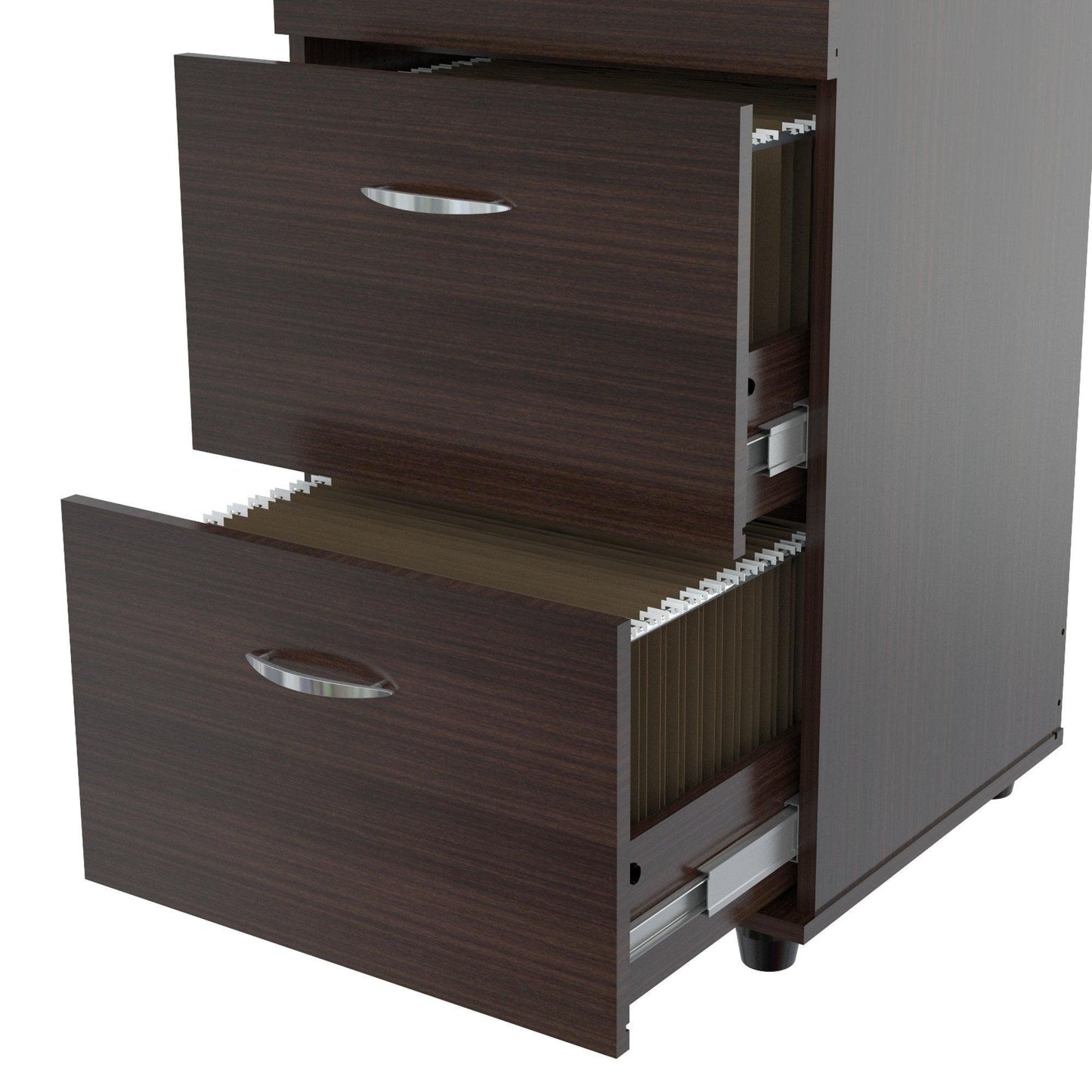 Espresso Wood Finish Four Large Drawer Filing Cabinet - AFS