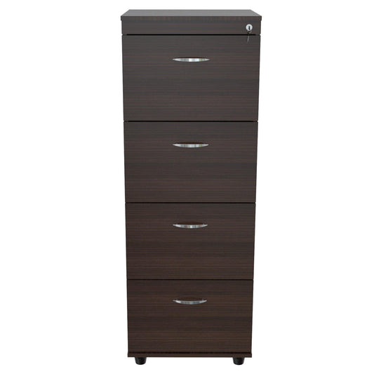 Espresso Wood Finish Four Large Drawer Filing Cabinet - AFS