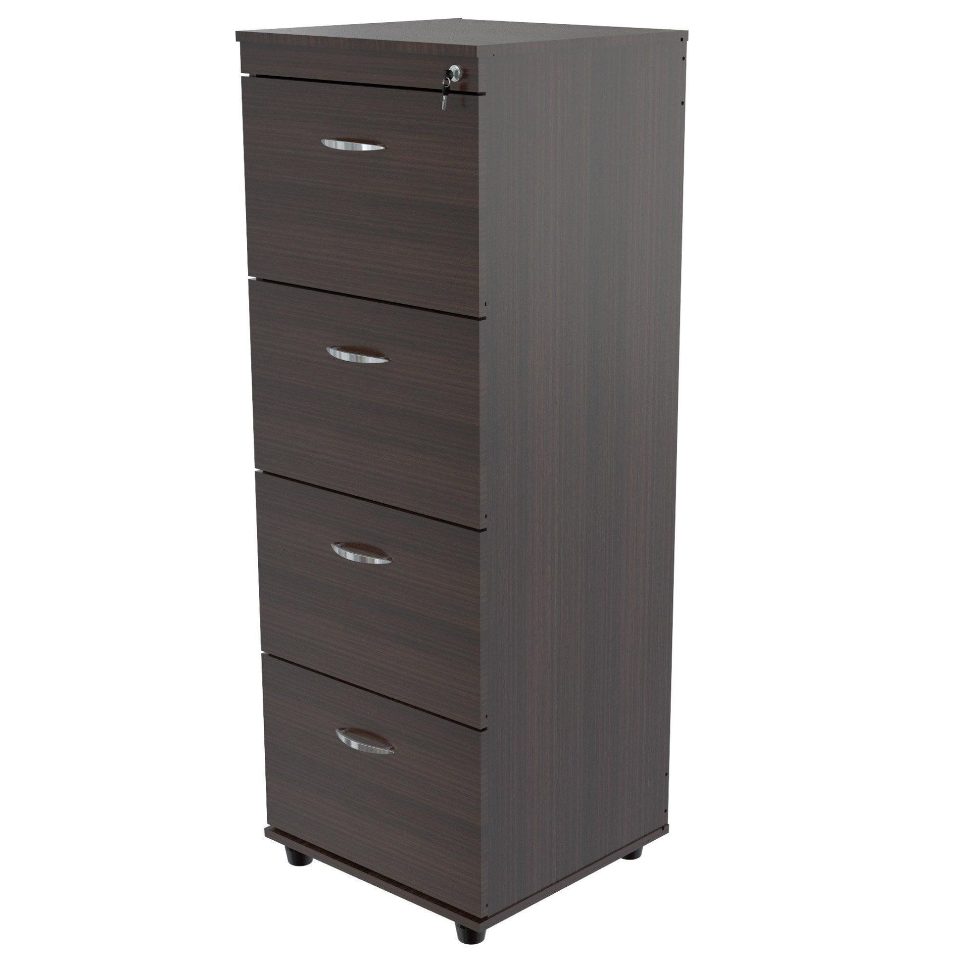 Espresso Wood Finish Four Large Drawer Filing Cabinet - AFS