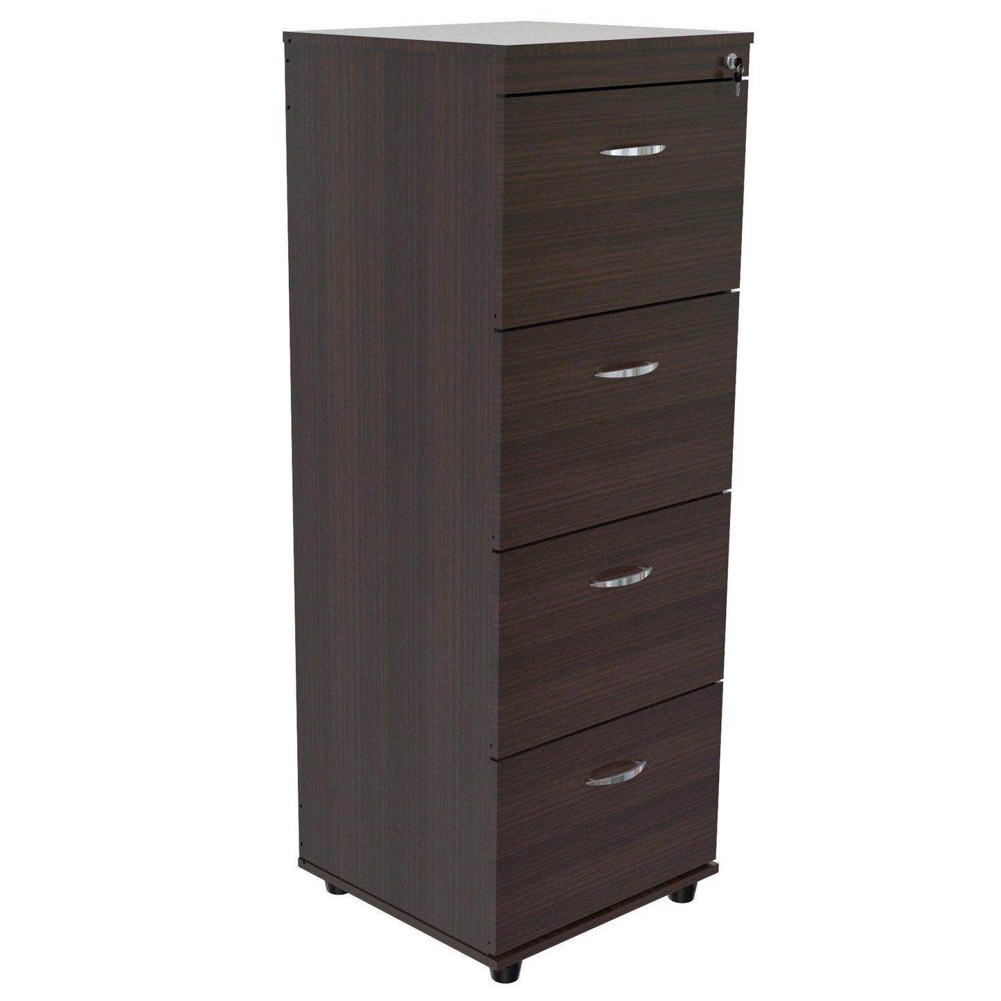 Espresso Wood Finish Four Large Drawer Filing Cabinet - AFS