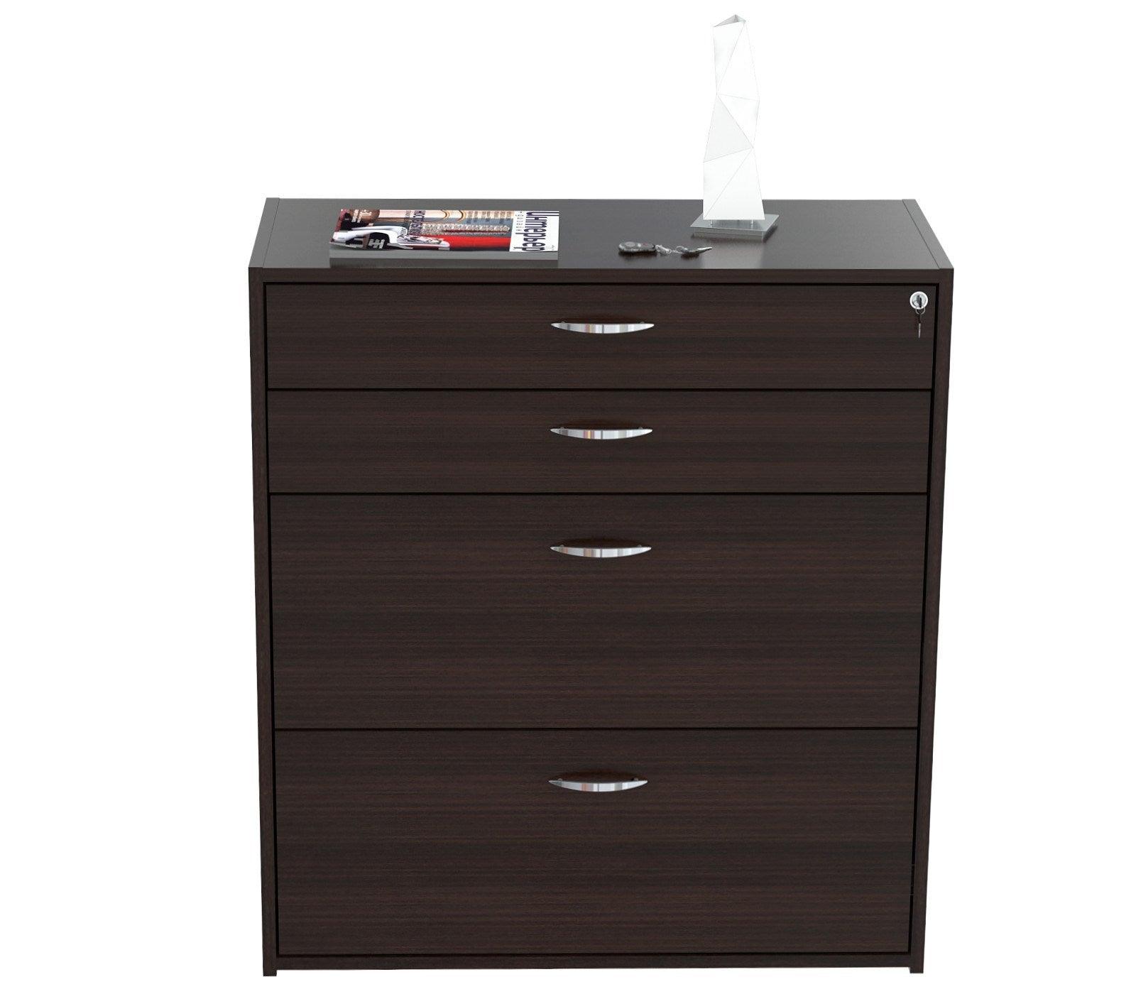 Espresso Wood Finish Four Drawer Filing Cabinet - AFS